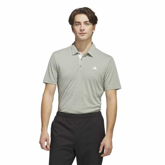 Adidas Мъжка Блуза С Яка Heather Polo Shirt Mens Сребърно зелено Дрехи за голф