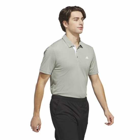 Adidas Мъжка Блуза С Яка Heather Polo Shirt Mens Сребърно зелено Дрехи за голф