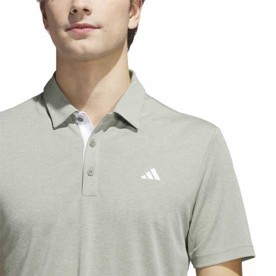 Adidas Мъжка Блуза С Яка Heather Polo Shirt Mens Сребърно зелено Дрехи за голф