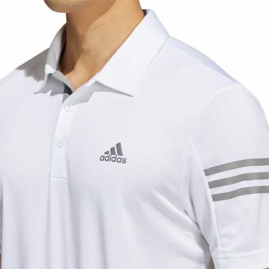 Adidas Мъжко Поло Райе 3 Stripe Polo Shirt Mens White Мъжки тениски с яка