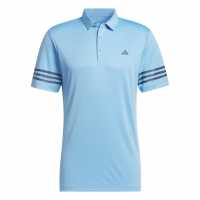 Adidas Мъжко Поло Райе 3 Stripe Polo Shirt Mens Semi Blue Burst Мъжки тениски с яка