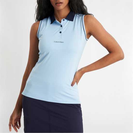 Блуза С Яка Calvin Klein Golf Women's Sleeveless Performance Polo Shirt Blue Bell 