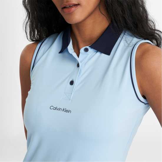 Блуза С Яка Calvin Klein Golf Women's Sleeveless Performance Polo Shirt Blue Bell 