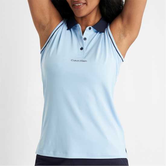 Блуза С Яка Calvin Klein Golf Women's Sleeveless Performance Polo Shirt Blue Bell 