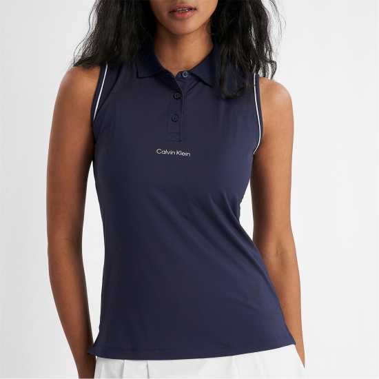 Блуза С Яка Calvin Klein Golf Women's Sleeveless Performance Polo Shirt Navy 