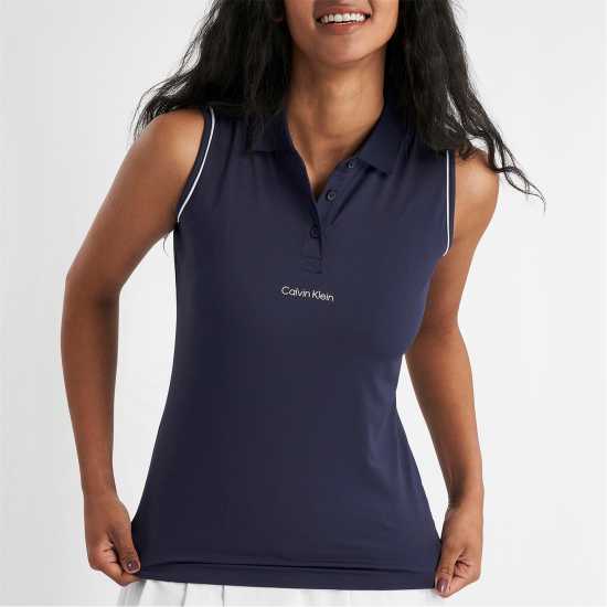 Блуза С Яка Calvin Klein Golf Women's Sleeveless Performance Polo Shirt Navy 