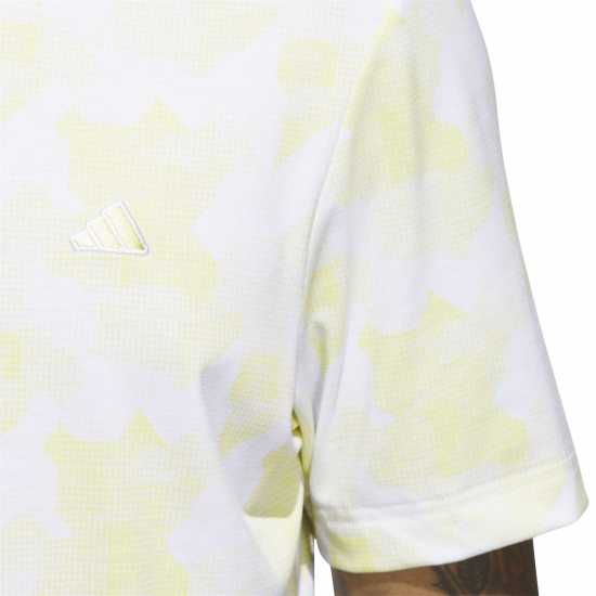 Adidas Мъжка Блуза С Яка All Over Print Golf Polo Shirt Mens Бяло/Прахово Жълто Дрехи за голф