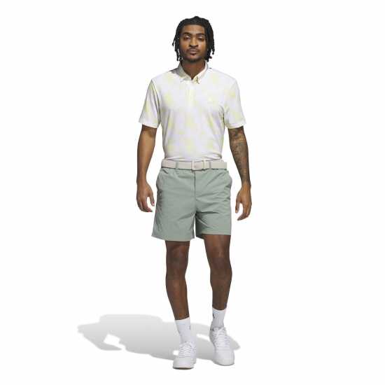 Adidas Мъжка Блуза С Яка All Over Print Golf Polo Shirt Mens Бяло/Прахово Жълто Дрехи за голф