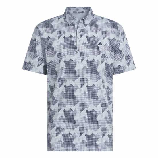 Adidas Мъжка Блуза С Яка All Over Print Golf Polo Shirt Mens Синьо Дрехи за голф