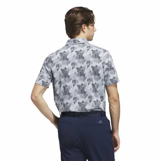 Adidas Мъжка Блуза С Яка All Over Print Golf Polo Shirt Mens Синьо Дрехи за голф