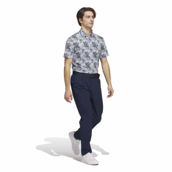 Adidas Мъжка Блуза С Яка All Over Print Golf Polo Shirt Mens Синьо Дрехи за голф