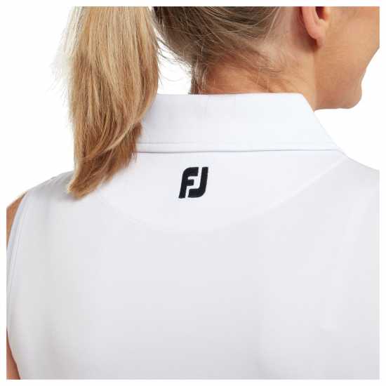 Footjoy Interlock Sleeveless Top White - Дамски тениски с яка