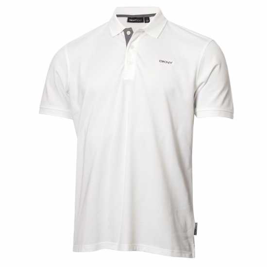 Dkny Golf Bronx Pique Polo White Мъжко облекло за едри хора