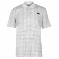 Slazenger Check Golf Polo Mens Бяло Мъжко облекло за едри хора