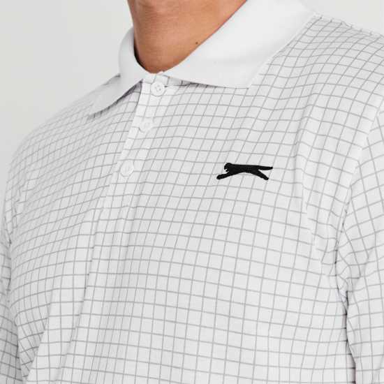 Slazenger Check Golf Polo Mens White Мъжко облекло за едри хора