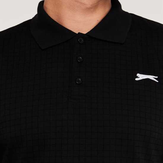 Slazenger Check Golf Polo Mens Black Мъжко облекло за едри хора