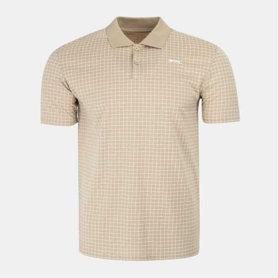 Slazenger Check Golf Polo Mens Taupe Slazenger Check Golf Polo Mens Taupe
