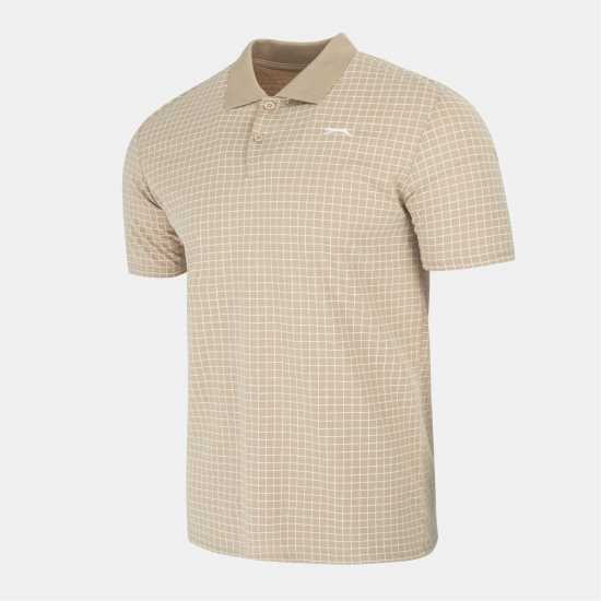 Slazenger Check Golf Polo Mens Taupe Slazenger Check Golf Polo Mens Taupe