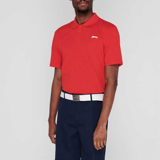 Sale Slazenger Check Golf Polo Mens Червено Боулинг