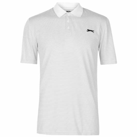 Slazenger Мъжка Блуза С Яка Micro Stripe Golf Polo Shirt Mens White Мъжко облекло за едри хора