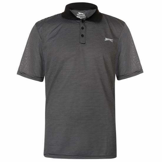 Slazenger Мъжка Блуза С Яка Micro Stripe Golf Polo Shirt Mens Черно Дрехи за голф