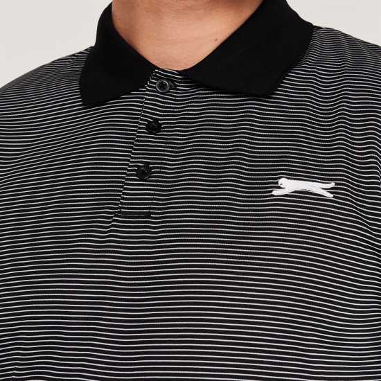 Slazenger Мъжка Блуза С Яка Micro Stripe Golf Polo Shirt Mens Черно Дрехи за голф