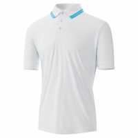 Island Green Green Golf Short Sleeve Jacquard Knit Performance Polo White Мъжки тениски с яка