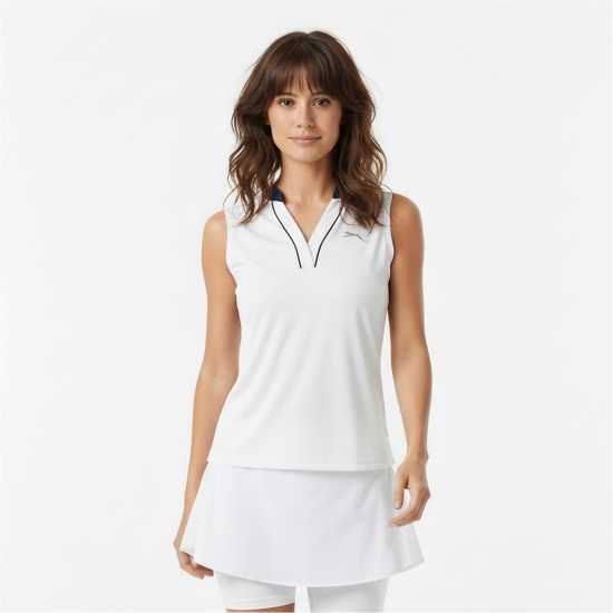 Slazenger Блуза С Яка Sleeveless Polo Shirt Womens Бяло Дрехи за голф