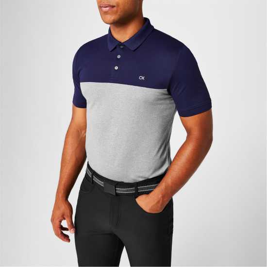 Блуза С Яка Calvin Klein Golf Block Polo Shirt Nvy-Silm Мъжки тениски с яка