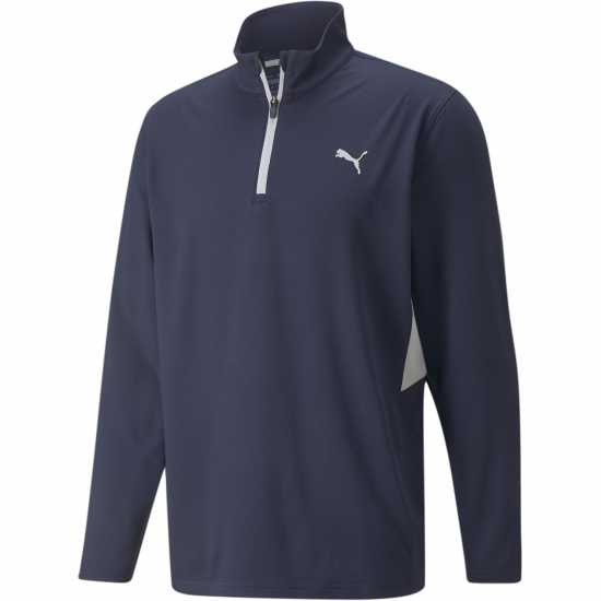 Puma Външен Слой Мъже Vista Quarter Zip Baselayer Top Mens Морско синьо/Сиво Дрехи за голф