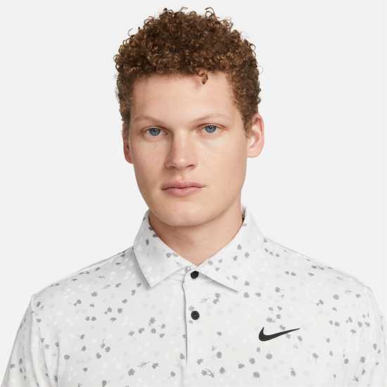 Nike Dri-FIT Tour Men's Floral Golf Polo Photon Dust/Blk Мъжко облекло за едри хора