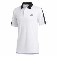 Adidas Мъжка Блуза С Яка Bold Brand Golf Polo Shirt Mens White/Black Мъжко облекло за едри хора
