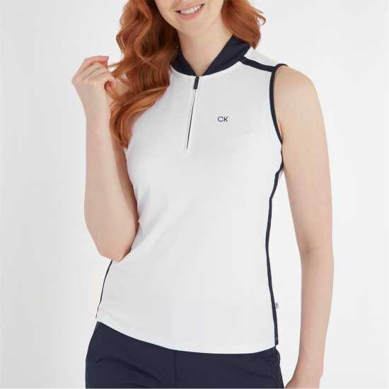 Calvin Klein Golf G Slvls Polo Ld99 White Navy Дрехи за голф