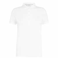 Дамска Блуза С Яка Calvin Klein Golf Sleeve Cotton Polo Shirt Ladies White Дамски тениски с яка