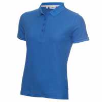 Дамска Блуза С Яка Calvin Klein Golf Sleeve Cotton Polo Shirt Ladies Yale Blue Дамски тениски с яка