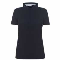 Дамска Блуза С Яка Calvin Klein Golf Sleeve Cotton Polo Shirt Ladies Navy Дамски тениски с яка