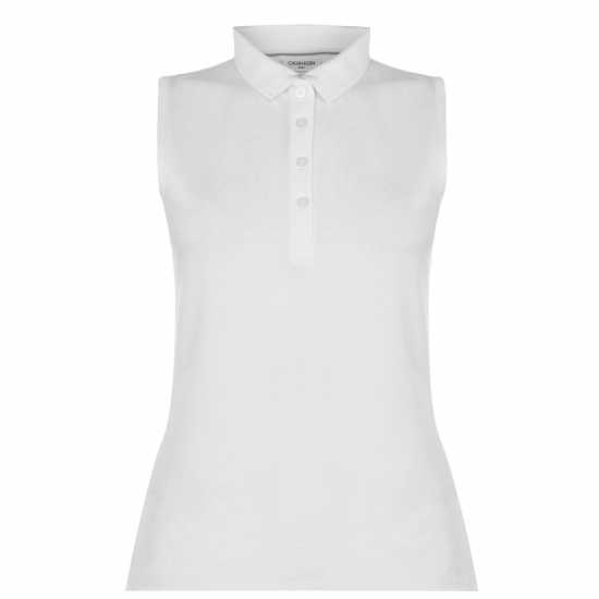 Блуза С Яка Calvin Klein Golf Cotton Polo Shirt White Дамски тениски с яка