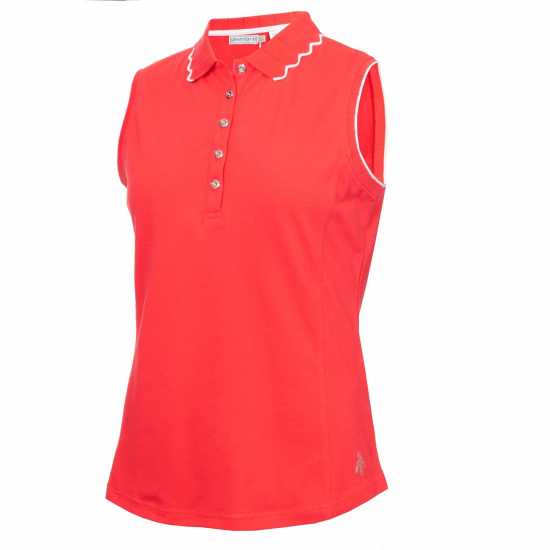 Дрехи за голф Блуза С Яка Calvin Klein Golf Lamb Nadia Sleeveless Polo Shirt Womens Poppy Блуза С Яка Calvin Klein Golf Lamb Nadia Sleeveless Polo Shirt Womens Poppy Дрехи за голф