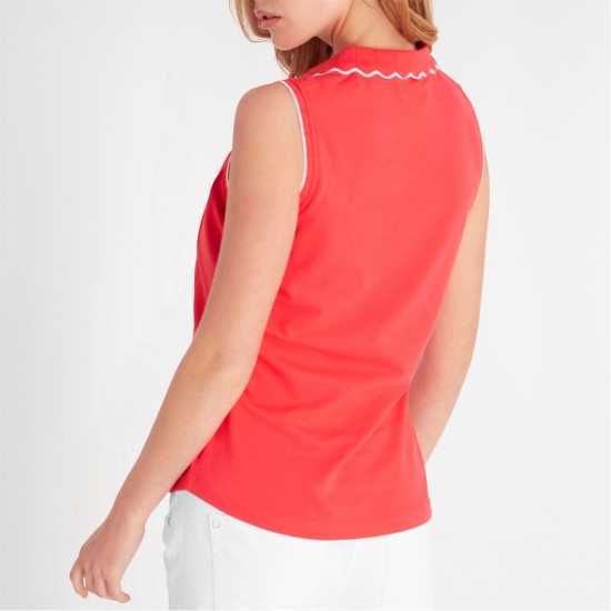 Дрехи за голф Блуза С Яка Calvin Klein Golf Lamb Nadia Sleeveless Polo Shirt Womens Poppy Блуза С Яка Calvin Klein Golf Lamb Nadia Sleeveless Polo Shirt Womens Poppy Дрехи за голф