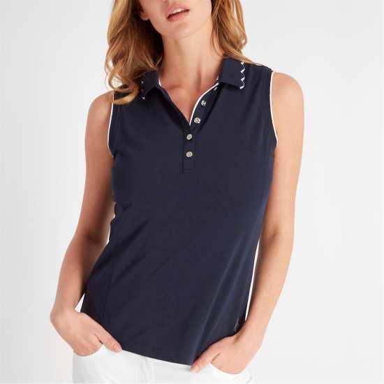 Блуза С Яка Calvin Klein Golf Lamb Nadia Sleeveless Polo Shirt Womens Navy Дрехи за голф