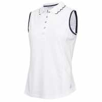 Блуза С Яка Calvin Klein Golf Lamb Nadia Sleeveless Polo Shirt Womens Wht-Nvy Дрехи за голф