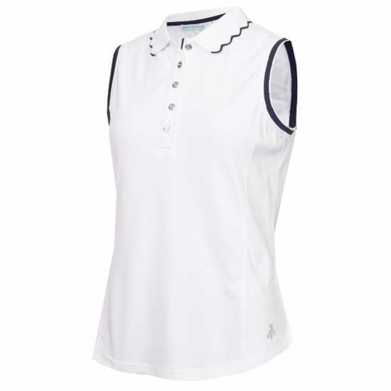 Блуза С Яка Calvin Klein Golf Lamb Nadia Sleeveless Polo Shirt Womens Wht-Nvy Дрехи за голф
