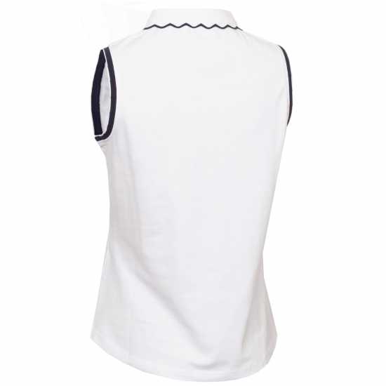 Блуза С Яка Calvin Klein Golf Lamb Nadia Sleeveless Polo Shirt Womens Wht-Nvy Дрехи за голф