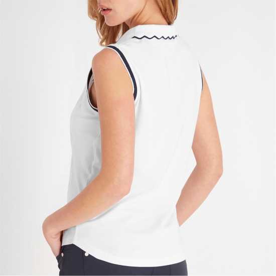 Блуза С Яка Calvin Klein Golf Lamb Nadia Sleeveless Polo Shirt Womens Wht-Nvy Дрехи за голф