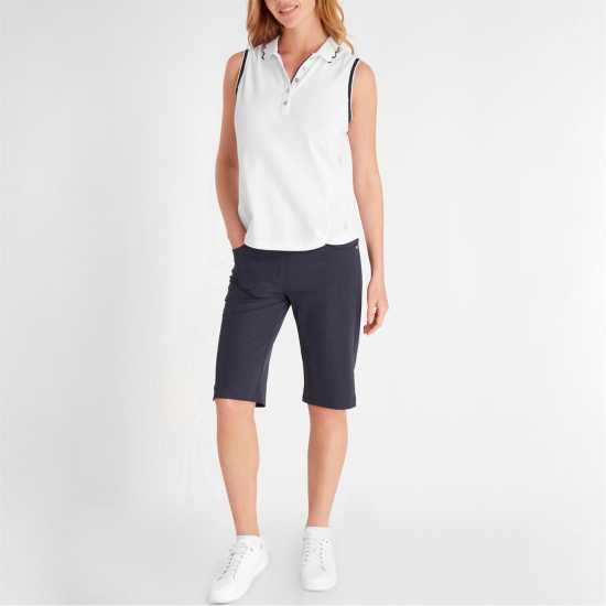 Блуза С Яка Calvin Klein Golf Lamb Nadia Sleeveless Polo Shirt Womens Wht-Nvy Дрехи за голф