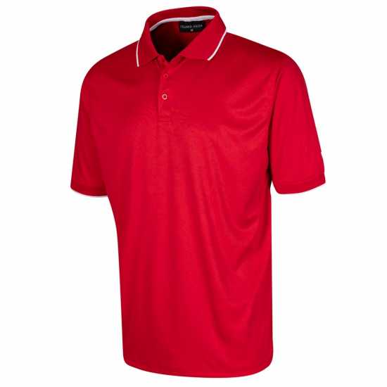Island Green Performance Polo Golf Shirt Red Мъжко облекло за едри хора
