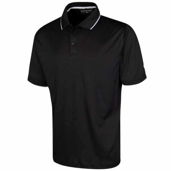 Island Green Performance Polo Golf Shirt Black Мъжко облекло за едри хора