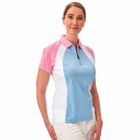 Under Par Zip Golf Polo Ladies Blue/Pink Дамски тениски с яка