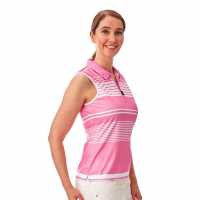Under Par Sleeveless Golf Polo Ladies Pink/White Дамски тениски с яка