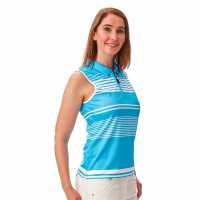 Under Par Sleeveless Golf Polo Ladies Blue/White Дамски тениски с яка